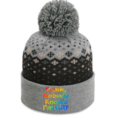 Lgbtq+ Equality Bisexual Lesbian Shh Nobody Knows Im Gay Gift The Baniff Cuffed Pom Beanie