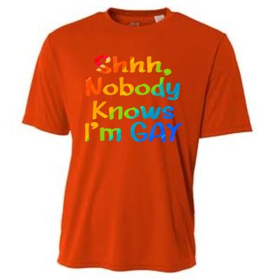 Lgbtq+ Equality Bisexual Lesbian Shh Nobody Knows Im Gay Gift Cooling Performance Crew T-Shirt