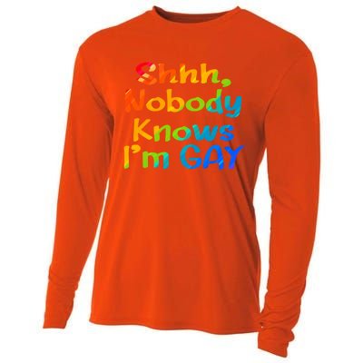 Lgbtq+ Equality Bisexual Lesbian Shh Nobody Knows Im Gay Gift Cooling Performance Long Sleeve Crew