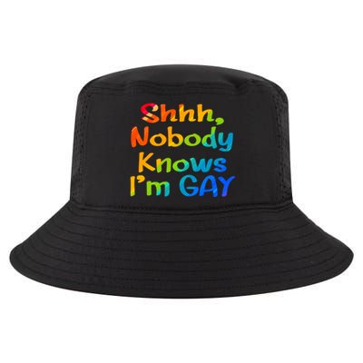 Lgbtq+ Equality Bisexual Lesbian Shh Nobody Knows Im Gay Gift Cool Comfort Performance Bucket Hat