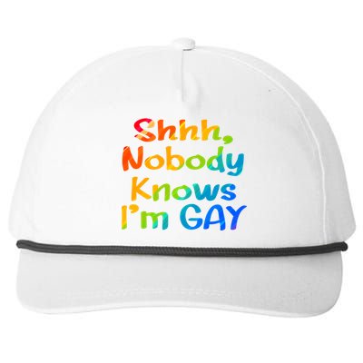 Lgbtq+ Equality Bisexual Lesbian Shh Nobody Knows Im Gay Gift Snapback Five-Panel Rope Hat