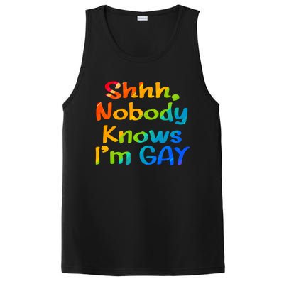 Lgbtq+ Equality Bisexual Lesbian Shh Nobody Knows Im Gay Gift PosiCharge Competitor Tank