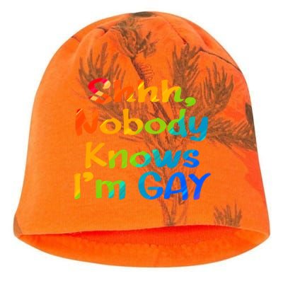 Lgbtq+ Equality Bisexual Lesbian Shh Nobody Knows Im Gay Gift Kati - Camo Knit Beanie