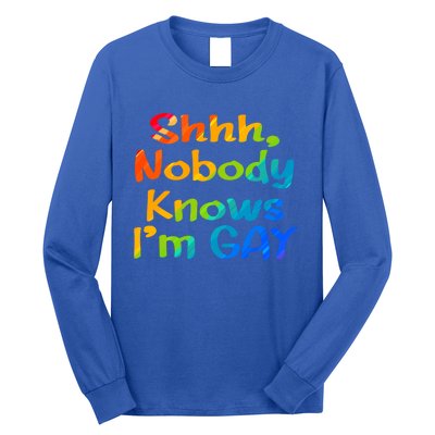 Lgbtq+ Equality Bisexual Lesbian Shh Nobody Knows Im Gay Gift Long Sleeve Shirt