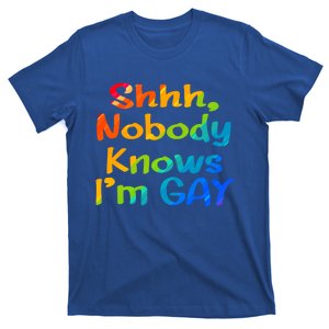 Lgbtq+ Equality Bisexual Lesbian Shh Nobody Knows Im Gay Gift T-Shirt