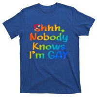 Lgbtq+ Equality Bisexual Lesbian Shh Nobody Knows Im Gay Gift T-Shirt