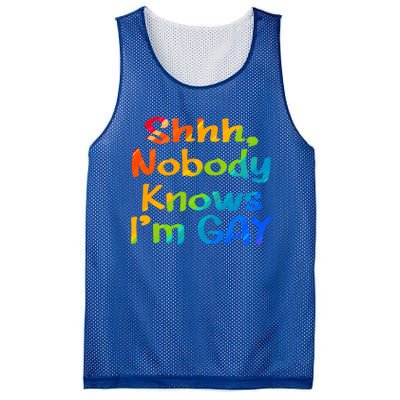 Lgbtq+ Equality Bisexual Lesbian Shh Nobody Knows Im Gay Gift Mesh Reversible Basketball Jersey Tank