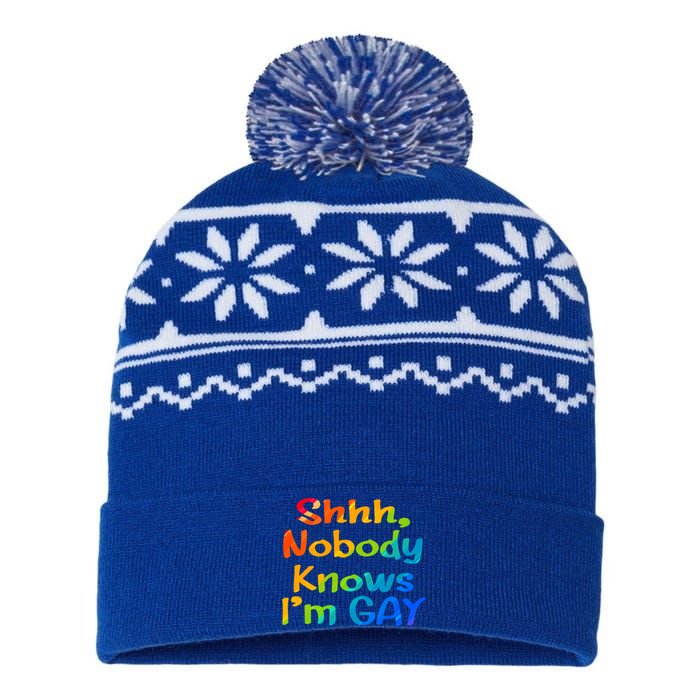 Lgbtq+ Equality Bisexual Lesbian Shh Nobody Knows Im Gay Gift USA-Made Snowflake Beanie