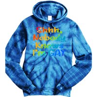 Lgbtq+ Equality Bisexual Lesbian Shh Nobody Knows Im Gay Gift Tie Dye Hoodie