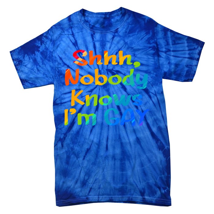 Lgbtq+ Equality Bisexual Lesbian Shh Nobody Knows Im Gay Gift Tie-Dye T-Shirt