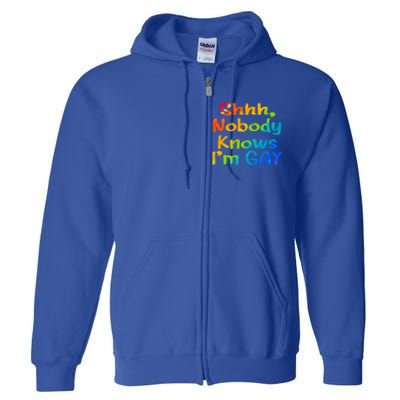 Lgbtq+ Equality Bisexual Lesbian Shh Nobody Knows Im Gay Gift Full Zip Hoodie