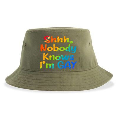 Lgbtq+ Equality Bisexual Lesbian Shh Nobody Knows Im Gay Gift Sustainable Bucket Hat