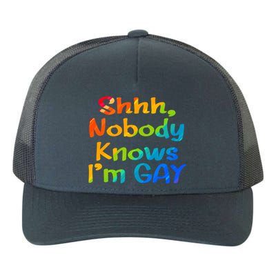 Lgbtq+ Equality Bisexual Lesbian Shh Nobody Knows Im Gay Gift Yupoong Adult 5-Panel Trucker Hat