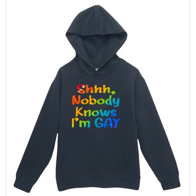 Lgbtq+ Equality Bisexual Lesbian Shh Nobody Knows Im Gay Gift Urban Pullover Hoodie