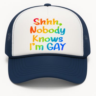 Lgbtq+ Equality Bisexual Lesbian Shh Nobody Knows Im Gay Gift Trucker Hat