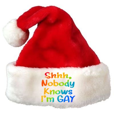 Lgbtq+ Equality Bisexual Lesbian Shh Nobody Knows Im Gay Gift Premium Christmas Santa Hat