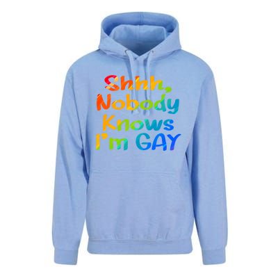 Lgbtq+ Equality Bisexual Lesbian Shh Nobody Knows Im Gay Gift Unisex Surf Hoodie