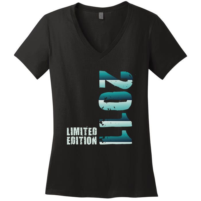 Limited Edition Birthday Made In 2011 Funny Gift Women's V-Neck T-Shirt