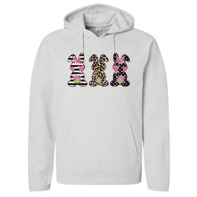 Leopard Easter Bunny Rabbit Trio Cute Easter Performance Fleece Hoodie