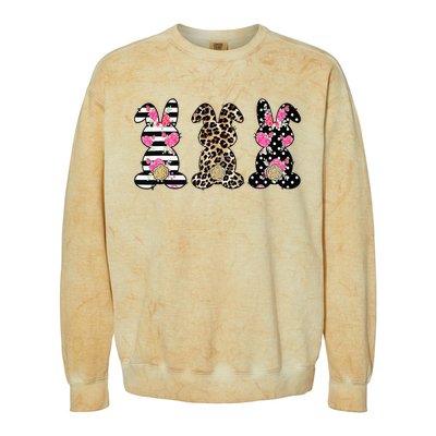 Leopard Easter Bunny Rabbit Trio Cute Easter Colorblast Crewneck Sweatshirt