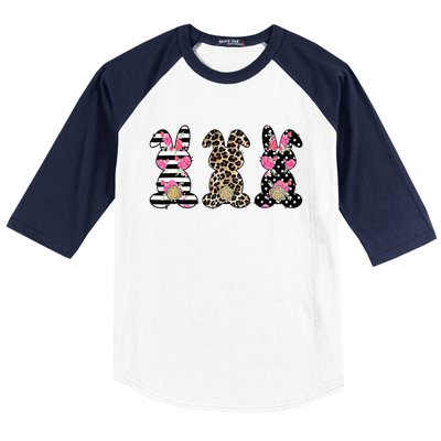 Leopard Easter Bunny Rabbit Trio Cute Easter Baseball Sleeve Shirt