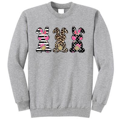 Leopard Easter Bunny Rabbit Trio Cute Easter Tall Sweatshirt