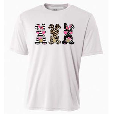 Leopard Easter Bunny Rabbit Trio Cute Easter Cooling Performance Crew T-Shirt