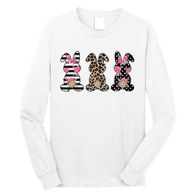 Leopard Easter Bunny Rabbit Trio Cute Easter Long Sleeve Shirt