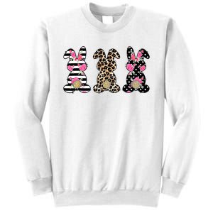 Leopard Easter Bunny Rabbit Trio Cute Easter Sweatshirt