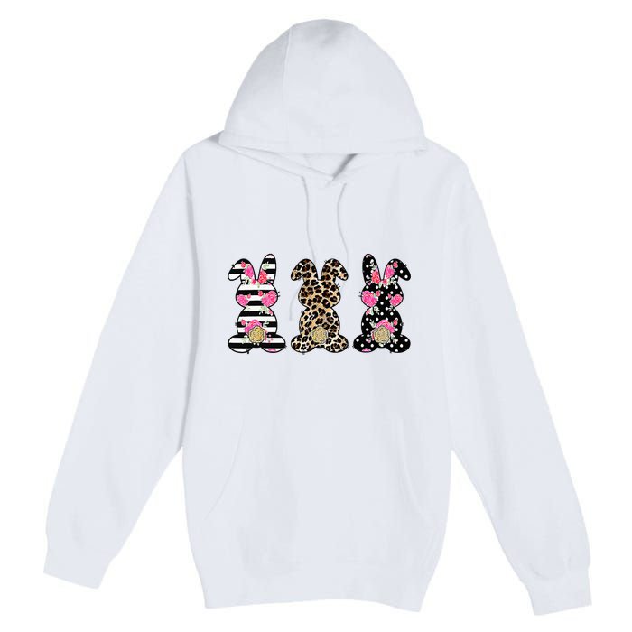 Leopard Easter Bunny Rabbit Trio Cute Easter Premium Pullover Hoodie