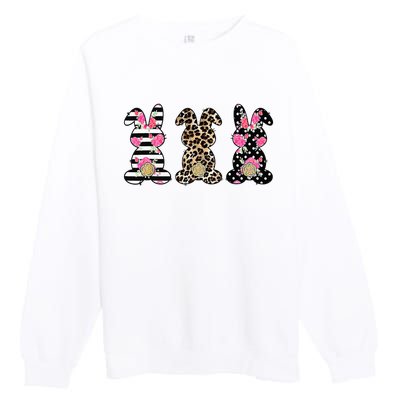 Leopard Easter Bunny Rabbit Trio Cute Easter Premium Crewneck Sweatshirt