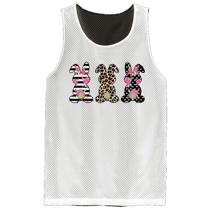 Leopard Easter Bunny Rabbit Trio Cute Easter Mesh Reversible Basketball Jersey Tank