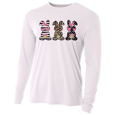 Leopard Easter Bunny Rabbit Trio Cute Easter Cooling Performance Long Sleeve Crew