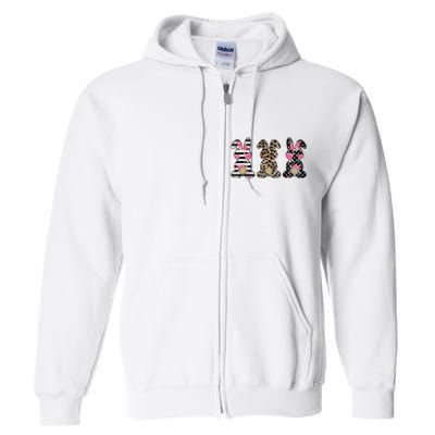 Leopard Easter Bunny Rabbit Trio Cute Easter Full Zip Hoodie