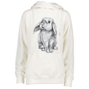 Lop Eared Bunny Rabbit Cute Funny Gift Womens Funnel Neck Pullover Hood