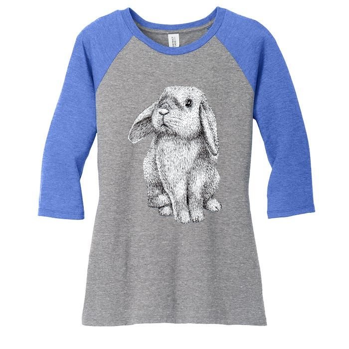 Lop Eared Bunny Rabbit Cute Funny Gift Women's Tri-Blend 3/4-Sleeve Raglan Shirt