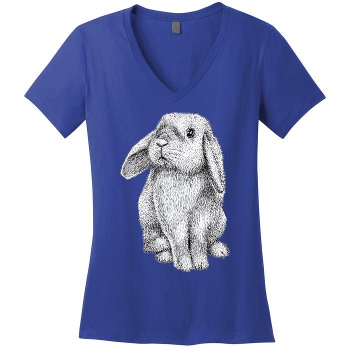 Lop Eared Bunny Rabbit Cute Funny Gift Women's V-Neck T-Shirt