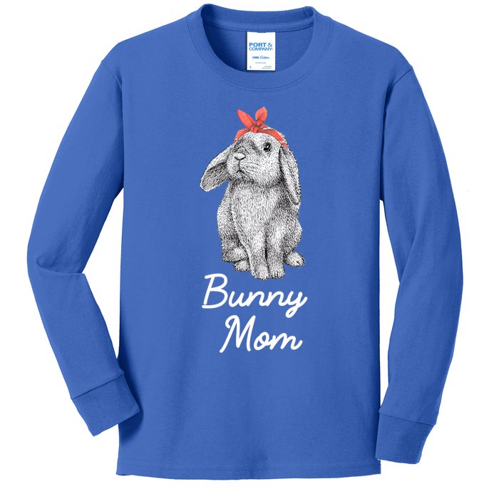 Lop Eared Bunny Rabbit Mom Drawing Funny Gift Kids Long Sleeve Shirt