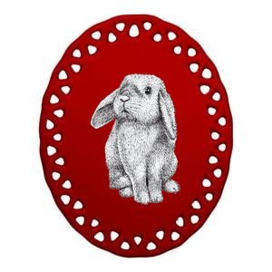 Lop Eared Bunny Rabbit Cute Gift Ceramic Oval Ornament