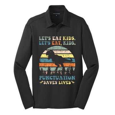 Lets Eat Boy Punctuation Saves Lives Silk Touch Performance Long Sleeve Polo