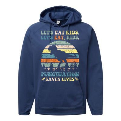 Lets Eat Boy Punctuation Saves Lives Performance Fleece Hoodie