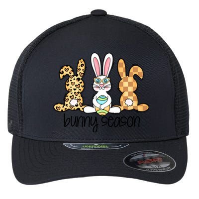 Leopard Easter Bunny Season Rabbit Trio Cute Easter Day Flexfit Unipanel Trucker Cap