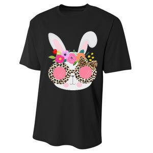 Leopard Easter Basket Stuffer Bunny Face Performance Sprint T-Shirt