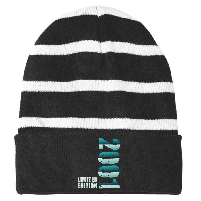 Limited Edition Birthday Made In 2001 Funny Gift Striped Beanie with Solid Band