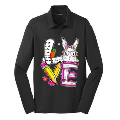 Love Easter Bunny School Silk Touch Performance Long Sleeve Polo