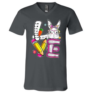 Love Easter Bunny School V-Neck T-Shirt