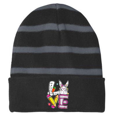 Love Easter Bunny School Striped Beanie with Solid Band