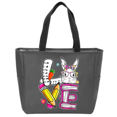 Love Easter Bunny School Zip Tote Bag