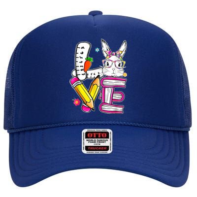 Love Easter Bunny School High Crown Mesh Back Trucker Hat