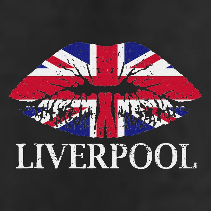 Liverpool England British Flag Lips 7 Panel Mesh Trucker Snapback Hat